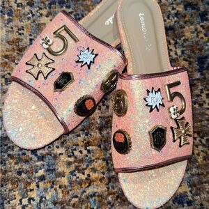 Lemonade Pink Glitter Slide Sandals